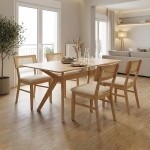 Τραπεζαρία Raffles pakoworld σετ 5τεμ rubberwood με pe rattanσε φυσική απόχρωση 150x90x76εκ c544045