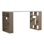 Γραφείο με ραφιέρα Labirent pakoworld sonoma-λευκό 140x60x75εκ c544370