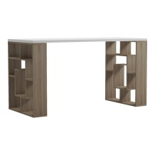 Γραφείο με ραφιέρα Labirent pakoworld sonoma-λευκό 140x60x75εκ c544370