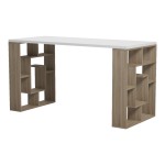 Γραφείο με ραφιέρα Labirent pakoworld sonoma-λευκό 140x60x75εκ c544370