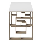 Γραφείο με ραφιέρα Labirent pakoworld sonoma-λευκό 140x60x75εκ c544370