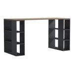 Γραφείο με ραφιέρα Colmar pakoworld ανθρακί- sonoma 140x60x75εκ c544383