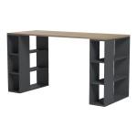 Γραφείο με ραφιέρα Colmar pakoworld ανθρακί- sonoma 140x60x75εκ c544383