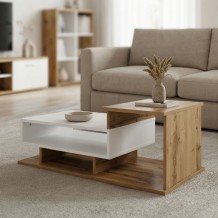 Τραπέζι σαλονιού Nuvele pakoworld sonoma-λευκό 90x50x35εκ c544437