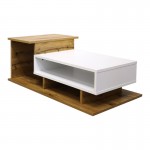 Τραπέζι σαλονιού Nuvele pakoworld sonoma-λευκό 90x50x35εκ c544437