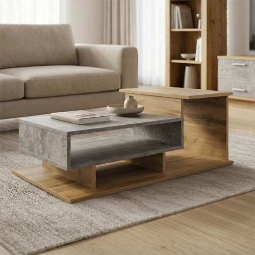 Τραπέζι σαλονιού Nuvele pakoworld γκρι-sonoma 90x50x35εκ c544438