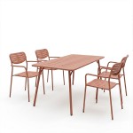 Τραπεζαρία Moraja Deraby pakoworld σετ 5τεμ terracotta μέταλλο 140x80x72εκ c544449