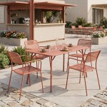 Τραπεζαρία Moraja Federal pakoworld σετ 5τεμ terracotta μέταλλο 140x80x72εκ c544452