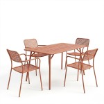 Τραπεζαρία Moraja Federal pakoworld σετ 5τεμ terracotta μέταλλο 140x80x72εκ c544452