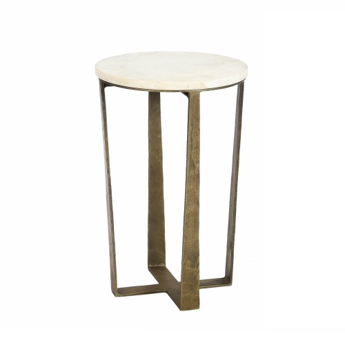 BLANCHE SIDE TABLE ΛΕΥΚΟ ΜΑΡΜΑΡΟ BRASS ANTIQUE 31x31x47cm c544464