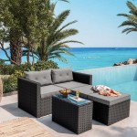 JAKARTA Set Σαλόνι Κήπου K D Πολυμορφικό 5τ Μέταλλο-Wicker Μαύρο Μαξιλάρια Γκρι c544518