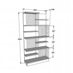 Βιβλιοθήκη Gassim pakoworld μαύρο-καρυδί-λευκό 80x24 6x160εκ c544522