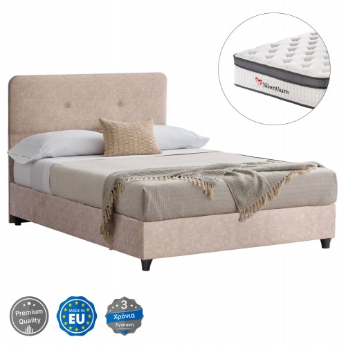 ΚΡΕΒΑΤΙ ΗΜΙΔΙΠΛΟ ΜΕ ΣΤΡΩΜΑ DOLORES HM10746 03 ΜΠΕΖ ΥΦΑΣΜΑ τ NUBUCK--ΓΙΑ 120x200εκ c544664