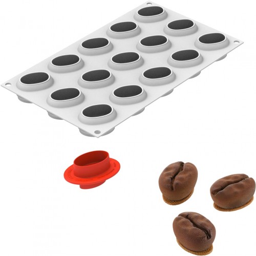 Καλούπι αντικολλητικό σιλικόνης 30x18cm 15 x 30ml Caffe 5x3 8xΥ2 6cm SILIKOMART c544751