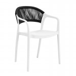 DONNA Πολυθρόνα-Pro Στοιβαζόμενη PP-UV Άσπρο Rope Wicker Μαύρο c544765