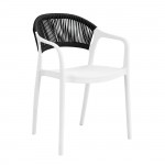 DONNA Πολυθρόνα-Pro Στοιβαζόμενη PP-UV Άσπρο Rope Wicker Μαύρο c544765
