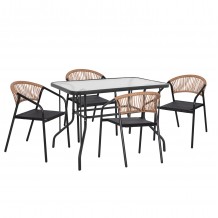ΣΕΤ ΤΡΑΠΕΖΑΡΙΑΣ 5ΤΜΧ ADAM HM10727 03 ΚΑΡΕΚΛΕΣ ΜΕΤΑΛΛΙΚΕΣ ΤΡΑΠΕΖΙ 110x60εκ ΜΑΥΡΟ c544774