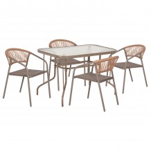 ΣΕΤ ΤΡΑΠΕΖΑΡΙΑΣ 5ΤΜΧ ADAM HM10727 04 ΚΑΡΕΚΛΕΣ ΜΕΤΑΛΛΙΚΕΣ ΤΡΑΠΕΖΙ 110x60εκ ΣΑΜΠΑΝΙ c544775