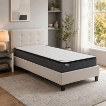 Κρεβάτι με στρώμα Mago-Perfecto pakoworld ύφασμα εκρού 100x200εκ c544877