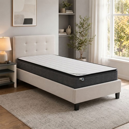 Κρεβάτι με στρώμα Mago-Perfecto pakoworld ύφασμα εκρού 100x200εκ c544877