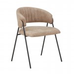 ALFREDO Πολυθρόνα Μέταλλο Βαφή Μαύρο Ύφασμα Suede Μπεζ SET 4τμχ c545160