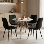 Τραπεζαρία Julita-Noor pakoworld σετ 5τεμ MDF λευκό-μαύρο-πόδια φυσικό Φ80x73εκ c545223