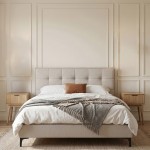 BUTTON ΚΡΕΒΑΤΙ ΓΙΑ ΣΤΡΩΜΑ 160x200cm BEIGE 183x217x113cm c545240