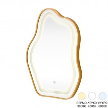 Καθρέπτης Bloby pakoworld με led αλουμίνιο χρυσό 50x4x70εκ c545272