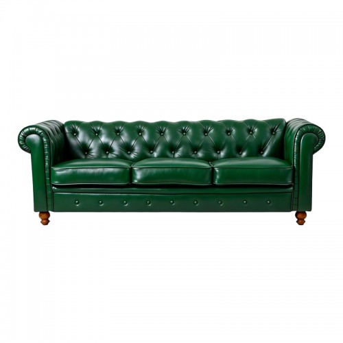 Kαναπές τριθέσιος τ Chesterfield pakoworld pu κυπαρισσί 203x84x67εκ c545305