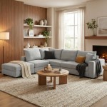 Πολυμορφικός καναπές Navaro pakoworld ύφασμα γκρι 281x256x85εκ c545317