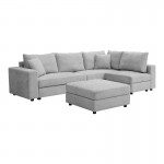 Πολυμορφικός καναπές Navaro pakoworld ύφασμα γκρι 281x256x85εκ c545317