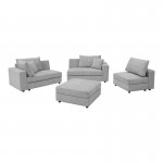 Πολυμορφικός καναπές Navaro pakoworld ύφασμα γκρι 281x256x85εκ c545317