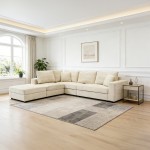 Πολυμορφικός καναπές Navaro pakoworld ύφασμα μπεζ 281x256x85εκ c545320