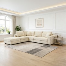 Πολυμορφικός καναπές Navaro pakoworld ύφασμα μπεζ 281x256x85εκ c545320