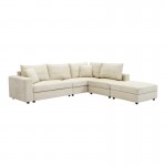Πολυμορφικός καναπές Navaro pakoworld ύφασμα μπεζ 281x256x85εκ c545320