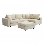 Πολυμορφικός καναπές Navaro pakoworld ύφασμα μπεζ 281x256x85εκ c545320