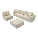 Πολυμορφικός καναπές Navaro pakoworld ύφασμα μπεζ 281x256x85εκ c545320