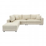 Πολυμορφικός καναπές Navaro pakoworld ύφασμα μπεζ 281x256x85εκ c545320