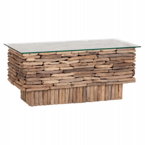 ΤΡΑΠΕΖΙ ΣΑΛΟΝΙΟΥ ΟΡΘΟΓΩΝΙΟ SPARROW HM18366 DRIFTWOOD--ΓΥΑΛΙ 105x45x47Υεκ c545343