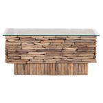 ΤΡΑΠΕΖΙ ΣΑΛΟΝΙΟΥ ΟΡΘΟΓΩΝΙΟ SPARROW HM18366 DRIFTWOOD--ΓΥΑΛΙ 105x45x47Υεκ c545343