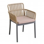 SYLVIA Πολυθρόνα Βεράντας- Κήπου PP-UV Sand Beige- Ανθρακί Μαξιλάρι Μπεζ KD c545349
