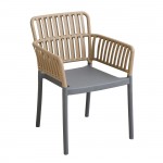 SYLVIA Πολυθρόνα Βεράντας- Κήπου PP-UV Sand Beige- Ανθρακί Μαξιλάρι Μπεζ KD c545349