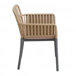 SYLVIA Πολυθρόνα Βεράντας- Κήπου PP-UV Sand Beige- Ανθρακί Μαξιλάρι Μπεζ KD c545349