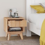 Κομοδίνο Hamea pakoworld mdf σε φυσική απόχρωση 45x39 5x50 2εκ c545355