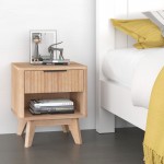 Κομοδίνο Hamea pakoworld mdf σε φυσική απόχρωση 45x39 5x50 2εκ c545355