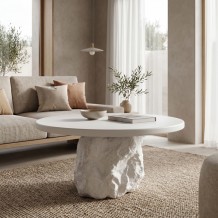 Τραπέζι σαλονιού Zinol pakoworld mdf-polyresin λευκό Φ77x36εκ c545358