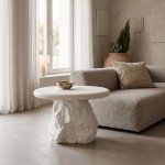 Βοηθητικό τραπέζι Zinol pakoworld mdf-polyresin λευκό Φ58x41εκ c545370