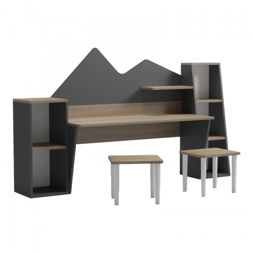 Παιδικό γραφείο με σκαμπο Dualto pakoworld sonoma-ανθρακί 180x30x93 6εκ c545394