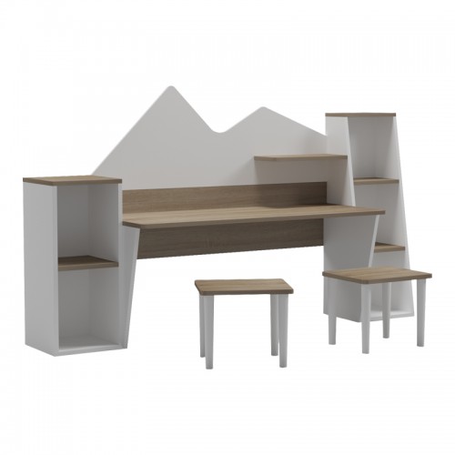Παιδικό γραφείο με σκαμπο Dualto pakoworld sonoma-λευκό 180x30x93 6εκ c545395