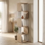 Βιβλιοθήκη Cubik pakoworld sonoma- γκρι μπεζ οψη μαρμάρου 35x30x161εκ c545398